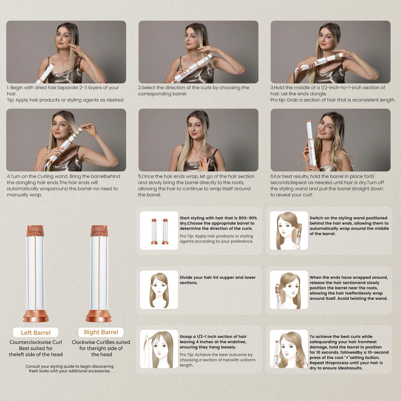 5 in 1 Hair Styler Hair Dryer Set, Airbrush 5 in 1 Hairstyler Air Curler, Hair Dryer Brush, Brush Hair Dryer, Hot Air Brush, Hairdryer, Air Styler 5 in 1 for All Hair Type/Length Off-white