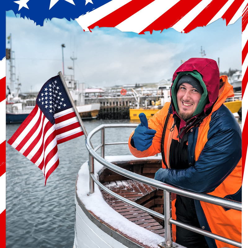 Breling 2 Pack Patriotic American Flag for Boat Bike Car Outdoor, 12 x 18 Inch Small Red White Blue USA Flag Star Marine Embroidered Sewn Banner with 2 Grommet UV Fade Resistant Waterproof Red, White, Blue