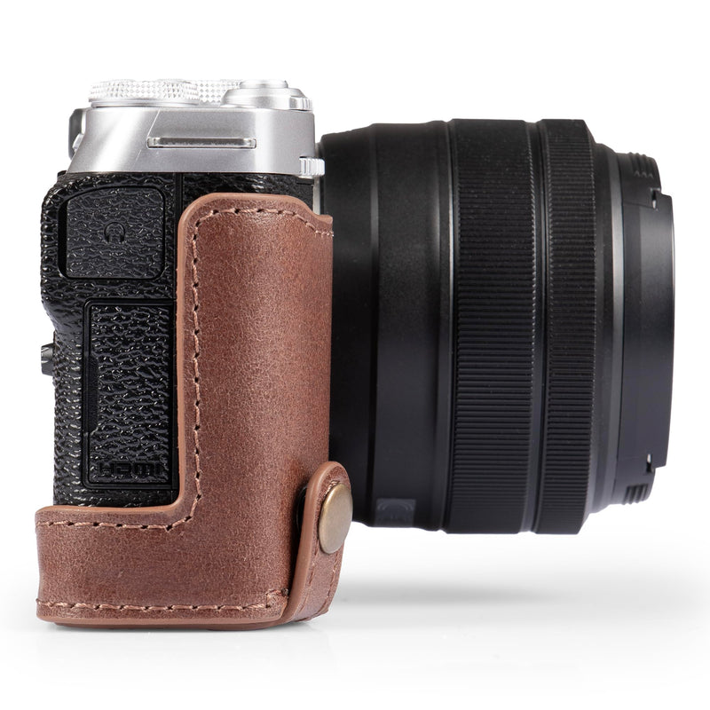MegaGear Genuine Leather Half Camera Case Compatible with Fujifilm X-M5 Black