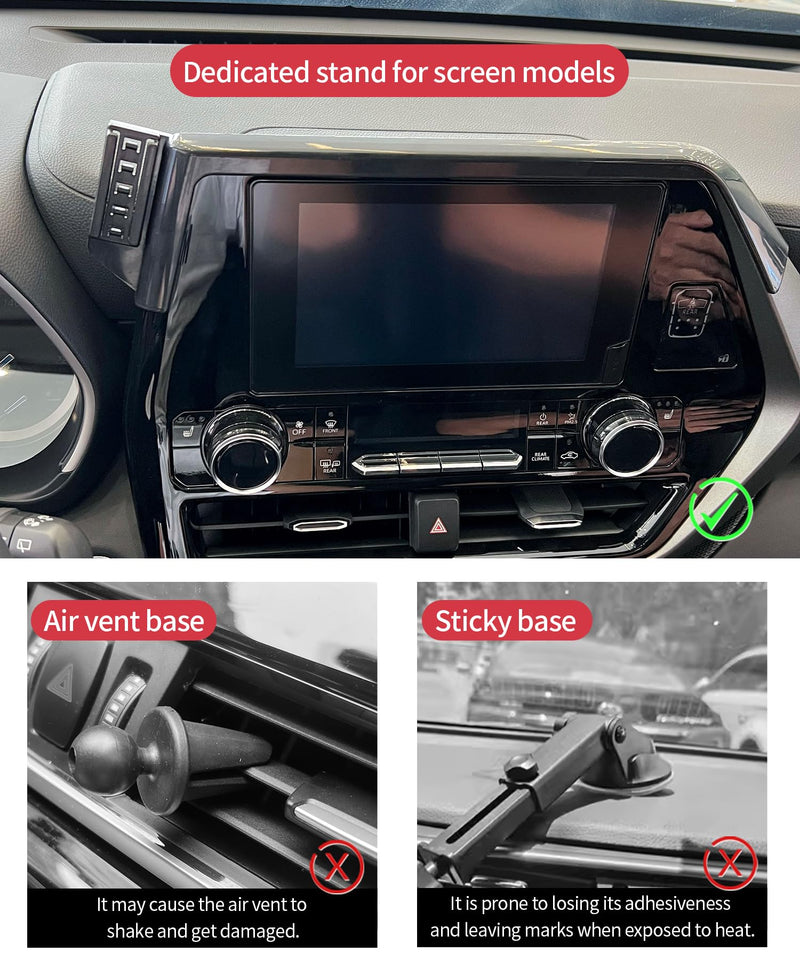 Wireless Charger Car Phone Mount for Toyota Highlander 2020-2026 8" Screen | Highlander Hybrid,Auto Clamp Cell Phone Mount Clip Accessories 15W Qi Fast Charging Stand Compatible with iPhone Android
