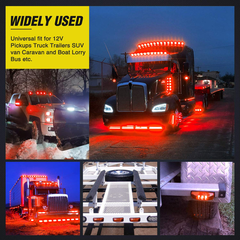 Nilight - TL-32 2PCS 3.9Inch 3 LED Truck Trailer Red Light Front Rear LED Side Marker Lights Clearance Indicator Lamp Rock Light Waterproof Sealed Surface Mounted Red 2Pcs Trailer Light