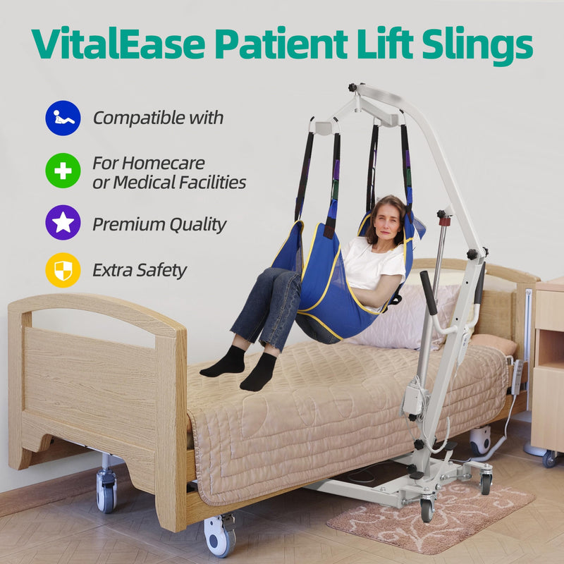 Full Body Mesh Patient Lift Sling with Commode Opening for Toileting and Shower - Breathable Quick-Dry Transfer Sling for Hoyer Lifts - 600 lb Capacity - FSA HSA Eligible (Medium) Medium