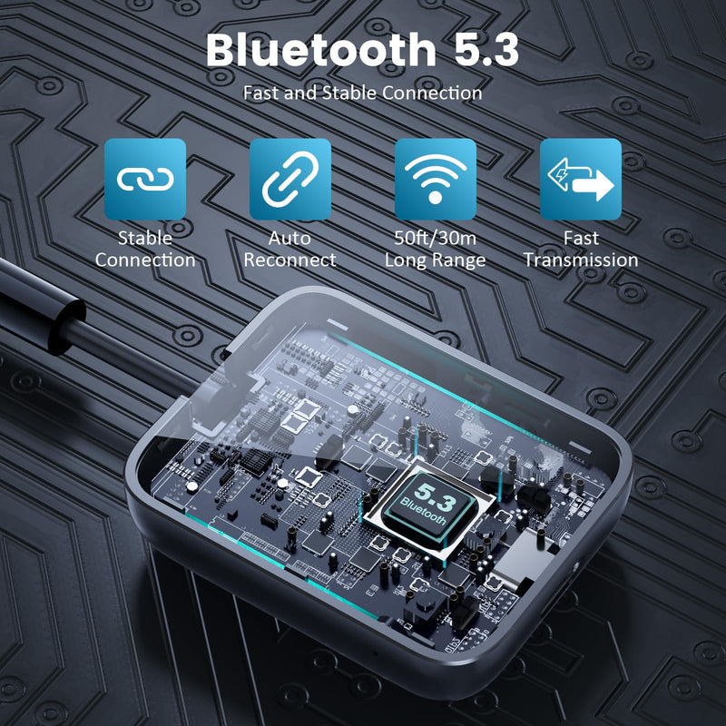 1Mii SafeFly Dot2 Bluetooth 5.3 Transmitter Receiver for Airplane, TV | 3.5mm AUX Wireless Audio Adapter, Dual Link for 2 Headphones, aptX Adaptive HD Low Latency, 25H Playtime