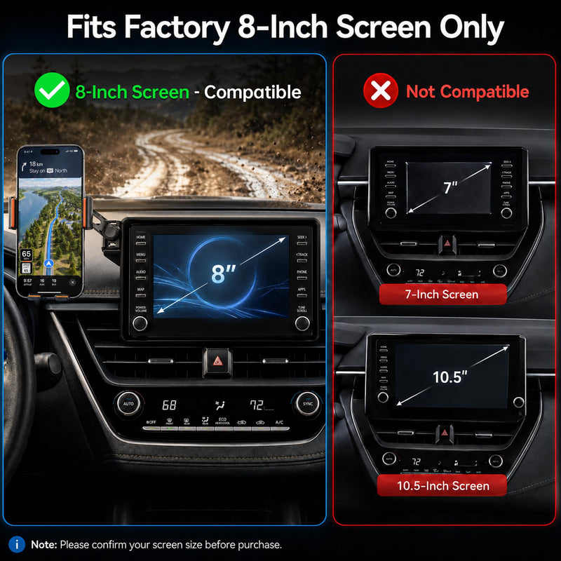 Car Phone Holder for 2019-2026 Toyota Corolla/Corolla Hatchback & 2022-2026 Corolla Cross Accessories, 8-Inch Screen Phone Mount with Up to 15W Fast Wireless Charging, Auto-Clamping, 360° Rotation