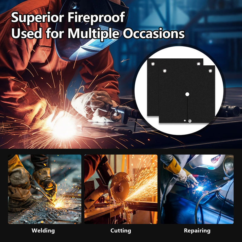 1/4"(6mm) Welding Blanket Fireproof 2 Pack, Graphite Carbon Felt Flame Resistant up to 3000℉, Soldering Flame Retardant Protective Mat, Brazing Heat Shield for Torch, Plumbing, 12" x 12"