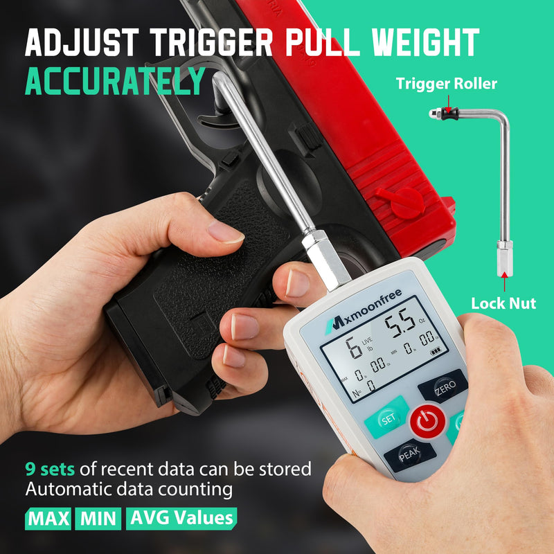 110LB Digital Force Gauge Trigger Pull Meter Upgrade MMF-110LB | Data Storage for MAX MIN AVG Values Multi Units LB Oz N Kg High Precision Sensor Auto Power Off Backlit LCD
