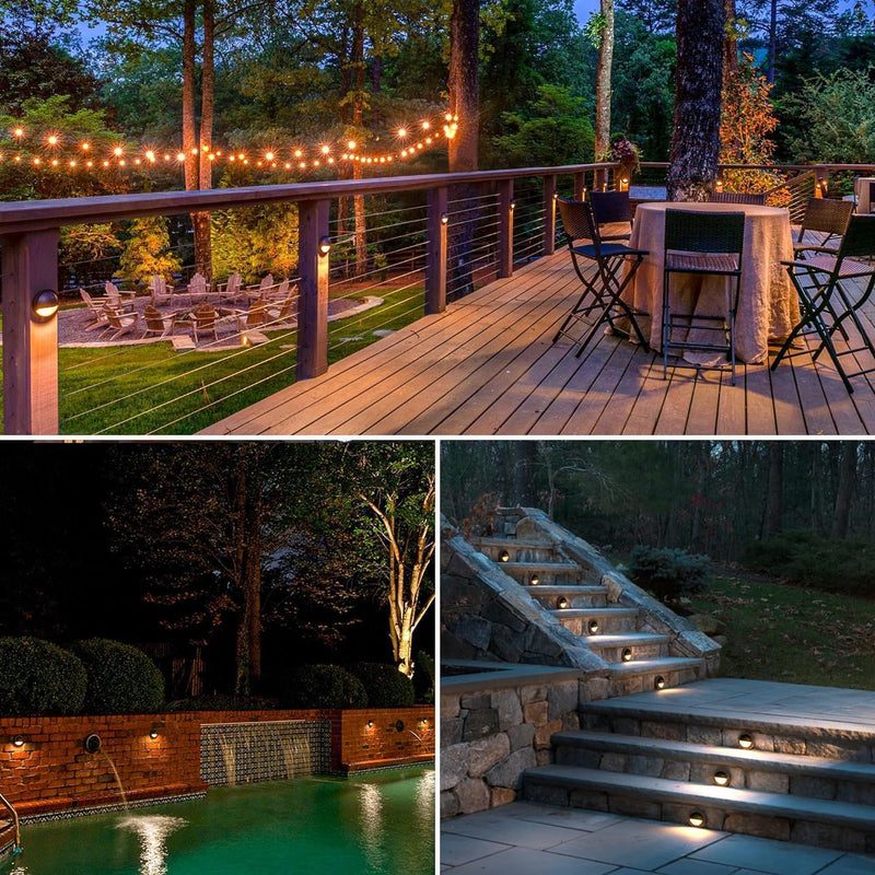 Lumina Lighting® 2W Landscape Deck Lights (2 Pack) | Low Voltage Landscape Deck Lights Waterproof - Outdoor Patio Step Deck Lighting 12V 3000K Replaceable G4 LED Bulb Included DSL0103-BKLED2 (Black)