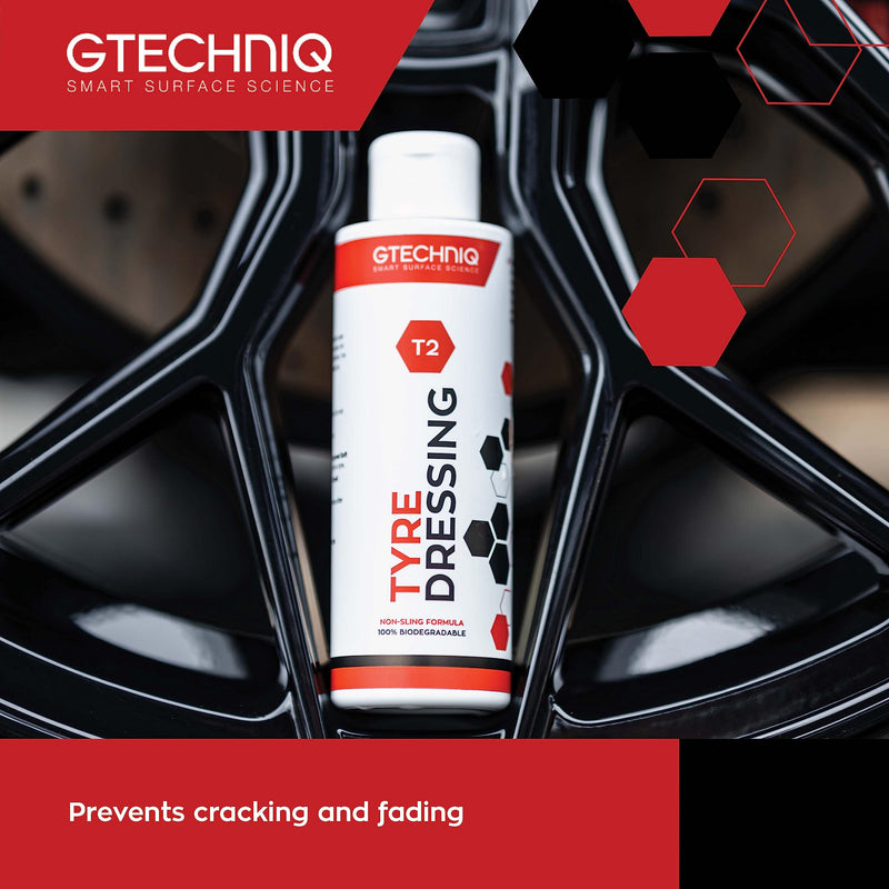 Gtechniq T2 Tire Dressing for Car Tire Shine, Tire Coating Repels Dirt and Grime, Restores Tire Black Finish, Anti-Sling Formula, 100% Biodegradable - 8.5 fl oz (250ml) 250 milliliters