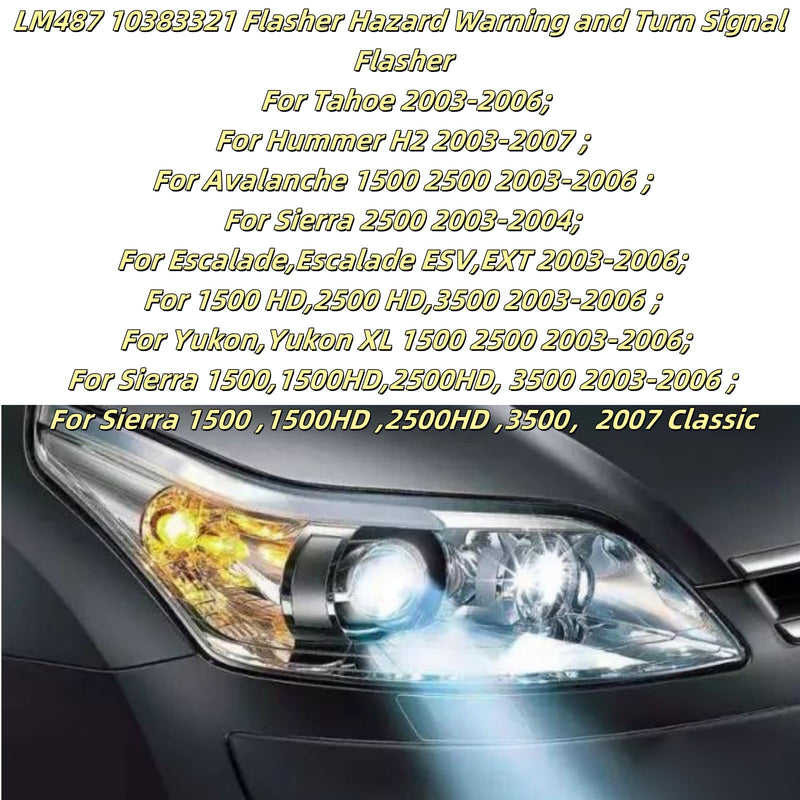 LM487 LED Flasher Turn Signal Relay for Chevy Silverado GMC Cadillac Hummer 03-07, 10383321 15231201 LED Blinker Module Hazard Warning LED Flasher GM