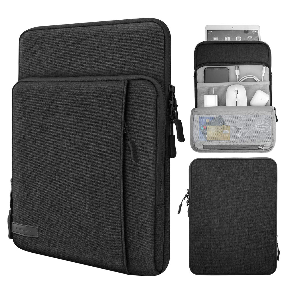 MoKo 9-11 Inch Tablet Sleeve Bag Carrying Case with Storage Pockets Fits New 11-inch iPad Pro M4/iPad Air M2 2024, iPad Air 5/4 10.9, iPad Pro 11, iPad 10/9/8th 10.9/10.2, Tab S8/S9 11,Black & Gray Black & Gray