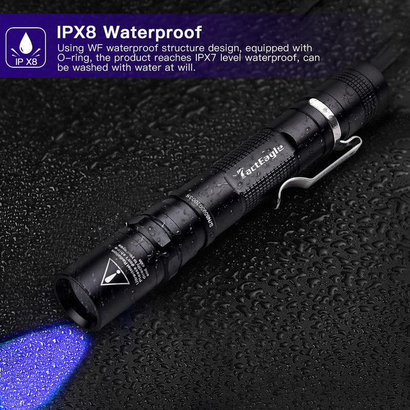 UV Flashlight, UV Light 365nm, AA Powered Black Light, Blacklight Flashlight for Pet Stains, Hunting Scorpions, Resin Curing, Leak Inspection T2-Long-Life