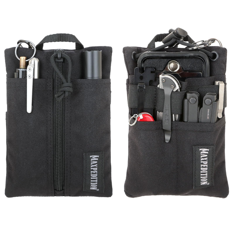MAXPEDITION Platy Pocket Organizer, Durable EDC Tool Pouch for Men, Neck Wallet with Paracord Lanyard, Holds Flashlight, Multitool, Pen, Notebook (Black, 5" x 7")