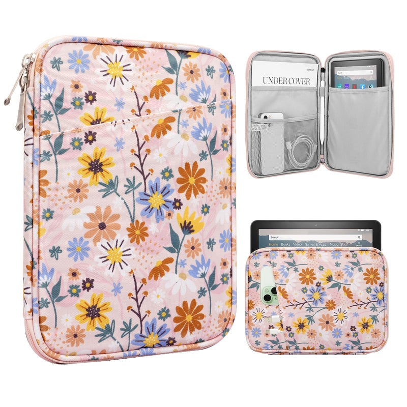 TiMOVO 8-9 Inch Tablet Sleeve Case Compatible with iPad Mini 6, iPad Mini 5/4/3/2/1, Galaxy Tab A7 Lite 8.7/Tab A 8.0/Tab A 8.4, Fire HD 8 & 8 Plus 2020, Portable Protective Bag, Yellow Flower