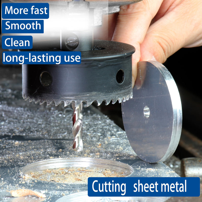 Thin-Wall HSS Bi Metal Hole Saw Kit 7/8,1-1/8,1-3/8 Inch for Impact Driver HSS-3PCS