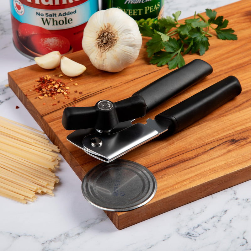 PL8 Can Opener - Stainless Steel Cutting Wheel for smooth edge, Ergonomic Soft-Grip Handles, Built-In Bottle Opener, Durable and Easy to Clean Kitchen Tool
