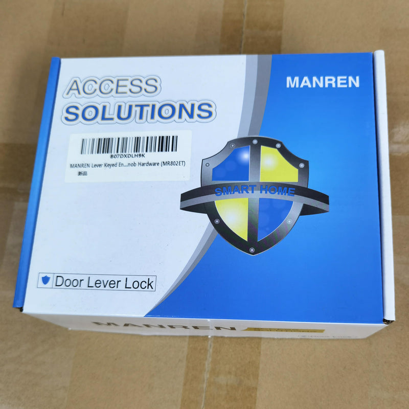 1 Pack of MANREN Lever Keyed Entry Door Lever Handle Lock, Universal Door Knob Hardware,Nickel Brushed Color (MR802ET) 1 Pack Entrance Nickel Brushed