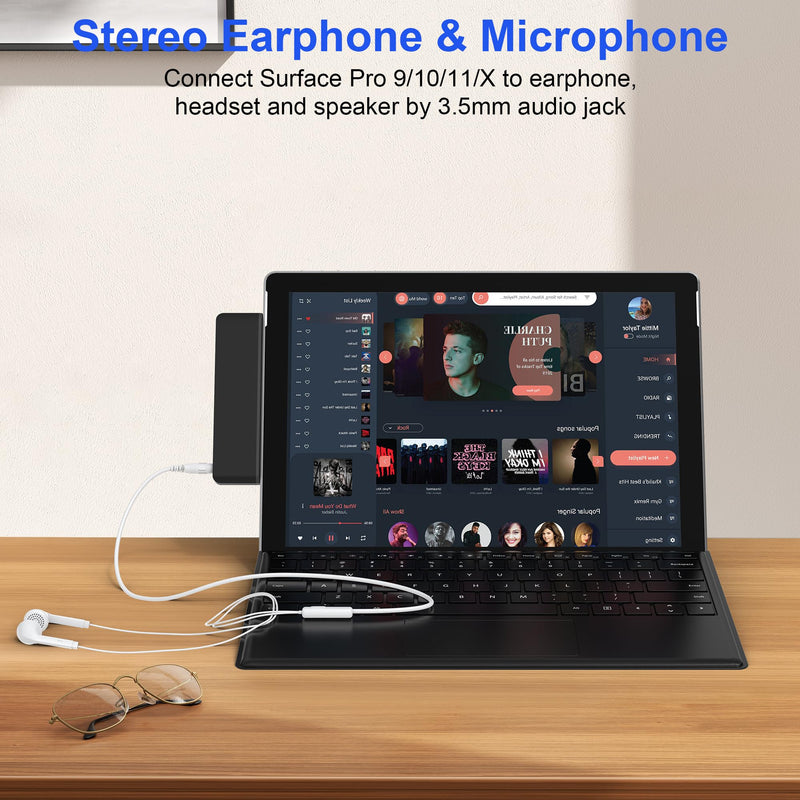 Surface Pro 11/10/9 Accessories Docking Station & Adapter - 7-in-1 USB-C Hub for Dual Monitor, with 4K HDMI, USB C Thunderbolt 4 (8K@30Hz/40Gbps/100W PD), 2 USB 3.0, SD/TF Card Reader & 3.5mm Audio Black