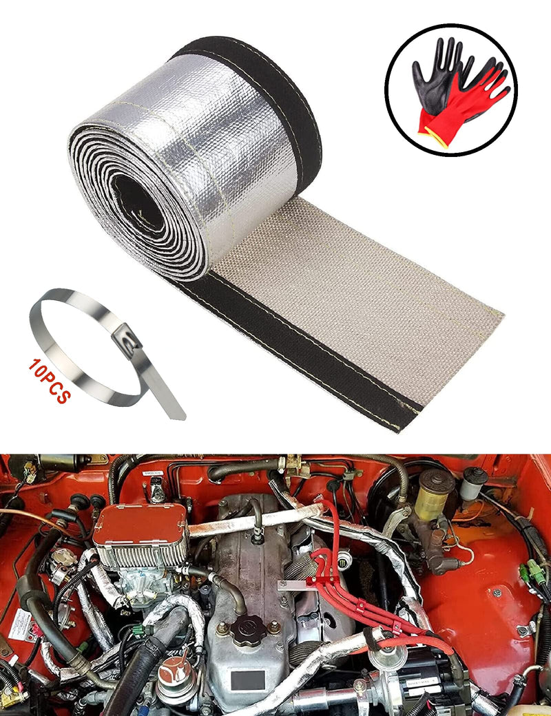 Heat Shroud Aluminized Sleeving Heat Shield fuel line wire heat sleeve for Ultimate Heat Protection Hose Wire Sleeving with 10PCS Stainless Steel Cable Metal Ties-Silve (1-1/4" I.D.x 10FT) Silver 1-1/4"IDx10FT