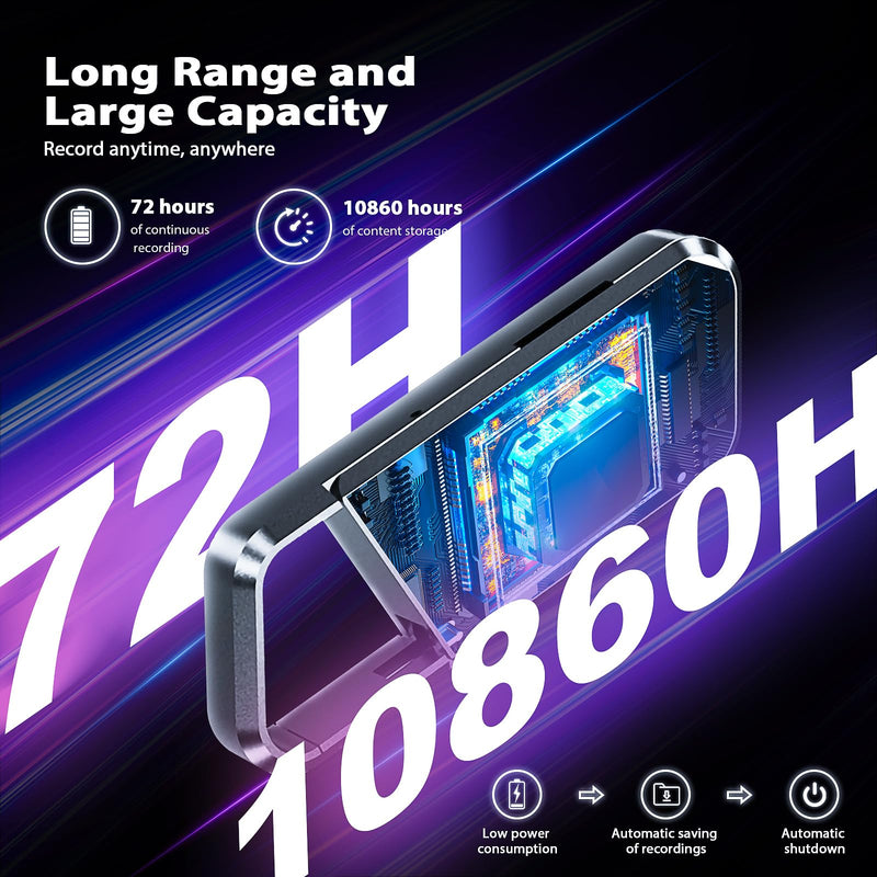 76GB Voice Activated Recorder - 10860H Recording Device with Noise Reduction DSP 6.0 Portable Audio Recorder for Lecture & Meeting - Digital Vioce Recorder with Playback 76.0 GB