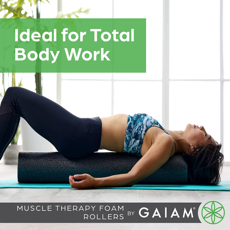 Gaiam Restore Foam Roller for Muscle Massage - Deep Tissue Muscle Massager for Sore Muscles & Stimulation - Total Body Pain Relief, Back, Neck, Foot, Calf, Leg, Arm (18 Inch and 36 Inch) 18-Inch 18" Roller (Grey)
