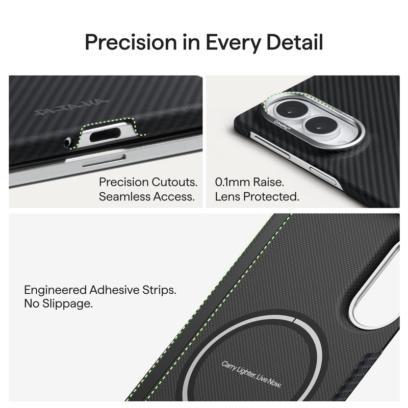 pitaka for Z Fold 8 Case, Caseless Feeling, Aramid Woven, Black/Grey(Twill) | Barely There Feel, Aramid Fiber Woven, Slim & Light, Silky Texture, Compatible with MagSafe, for Business and Everyday Use Black/Grey(Twill) Galaxy Z Fold8