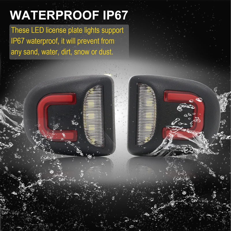 R&F Auto Red U-shaped LED License Plate Lights Compatible with Silverado & Sierra 1500 2500 3500 HD/Avalanche/Tahoe/Suburban/Traverse/Yukon/Yukon XL/Escalade & ESV/EXT Pickup Tag Lamp C, Red Tube