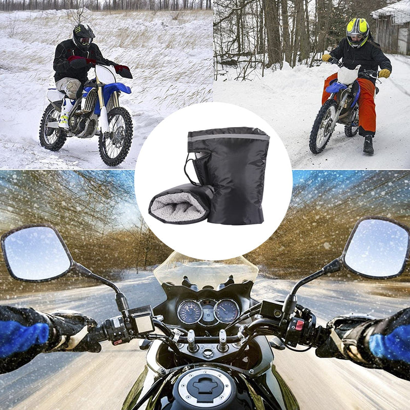 1 Pair Universal Motorcycle Handlebar Muffs Winter Compatible Snowmobile Hand Muffs Scooter Handlebar Thermal Gloves Protective Windproof Riding Gloves Thicken Handlebar Gauntlets Black