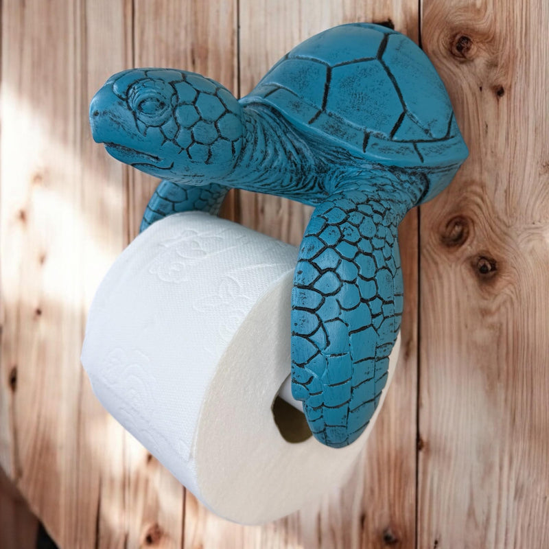 Sea Turtle Wall Mount Toilet Paper Roll Holder Rustic Nautical Beach Sea Blue/Green Coastal Decor – Aqua Teal Weathered Finish