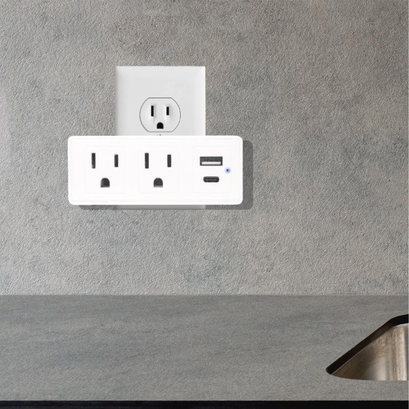 Multi Plug Wall Outlet Surge Protector with USB Ports - 2 Outlet Extender with 2 USB Ports (1 USB-C) - 300J Power Strip with Adapter Spaced Outlets for Home, Travel, Office (White) 1 Pack 2 Outlet Extender with 2 USB Ports (1 USB-C)