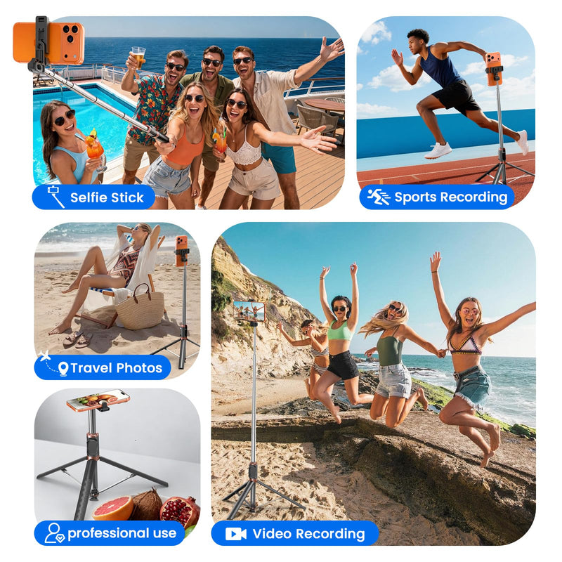 LOXP [Auto Open] Phone Tripod for iPhone, 67" Selfie Stick Tripod | Lightweight Aluminum Phone Tripod Stand with 360° Rotation for Video Recording, Travel, Vlog, Live Stream, without Remote