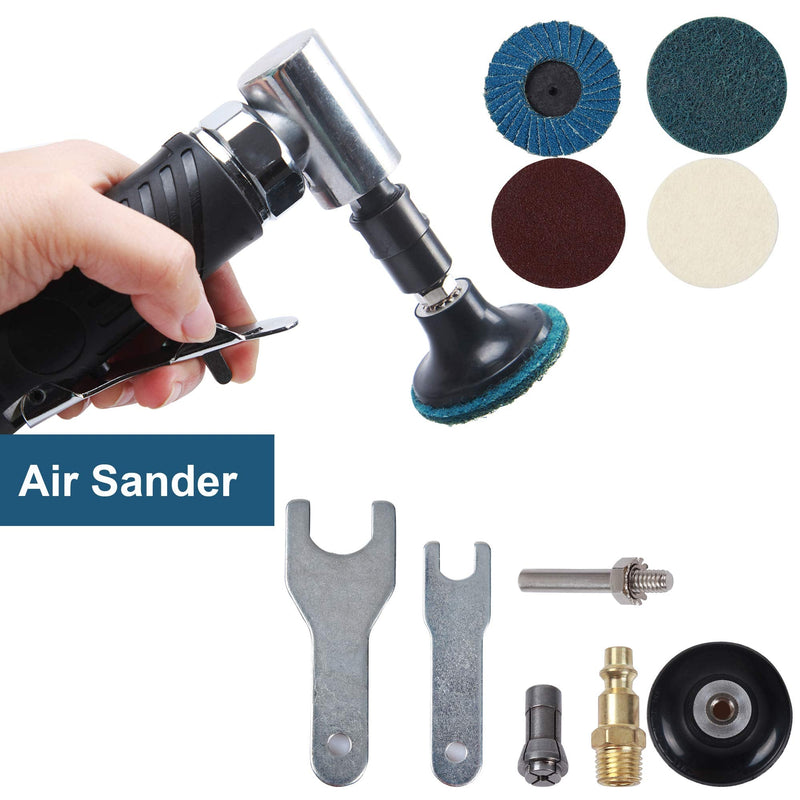 Angle Air Die Grinder 1/4 inch with 4 pcs 2" Roll Lock Sanding Discs, 90 Degree Pneumatic Die Grinder