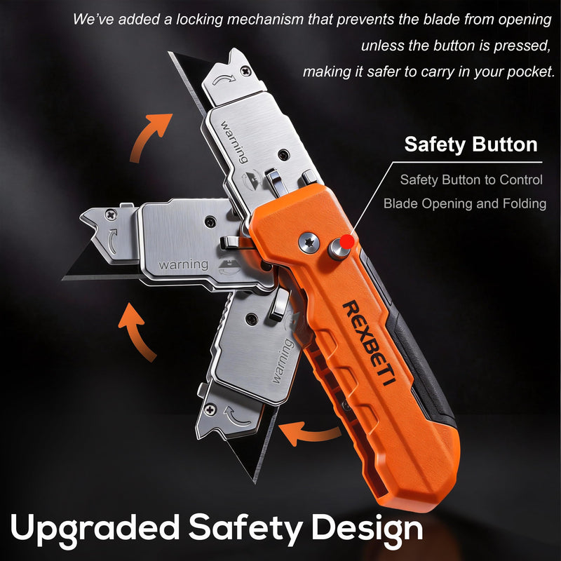 REXBETI 2-in-1 Utility Knife & Scraper, Zinc Alloy Body, Blade Storage（2 pack）