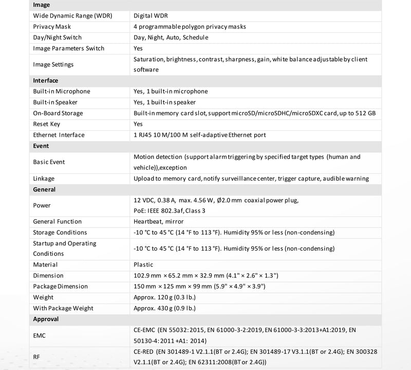 DS-2CD2443G2-IW, 4MP Home Security Camera Indoor, Human Body Detection Cube Network POE IP Camera, 2.8mm Wide Angle Lens, H.265+ ,D-WDR, Build in SD Slot up to 512 GB, Two Way Audio, Ⲏіk-Connect