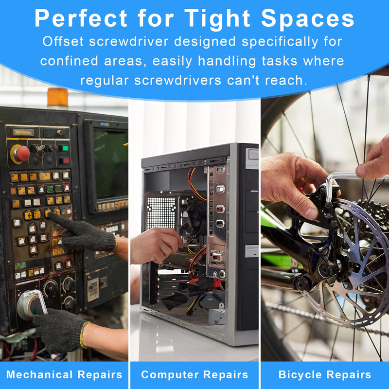 I-MART 3 Pcs Offset Screwdriver Set - Right Angle Phillips and Flat Head, 90 Degree Screwdriver for Tight Spaces, Angle Screwdriver Tool for DIY and Home Use