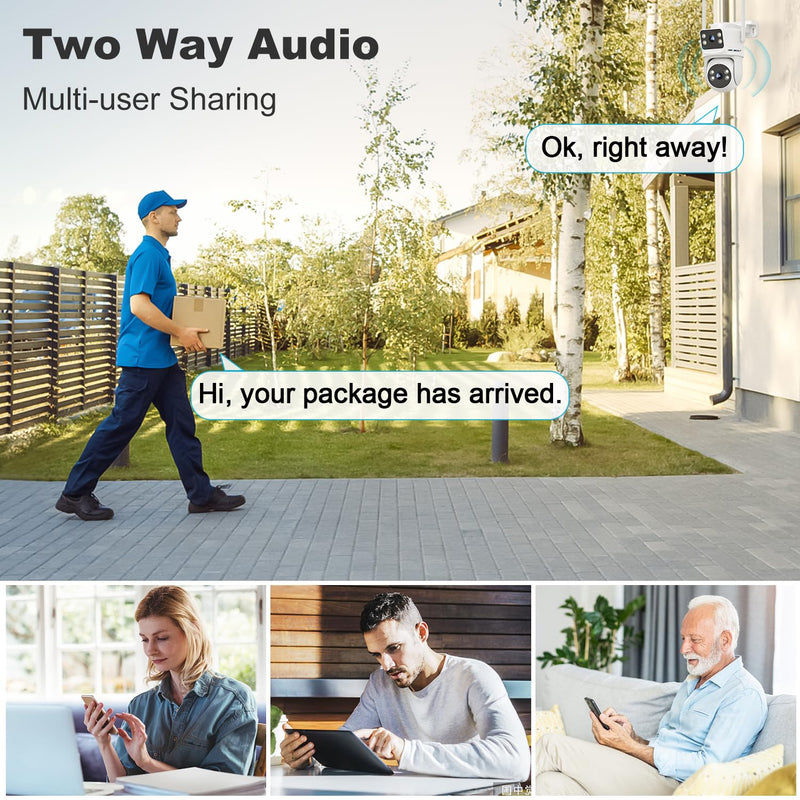GENBOLT PTZ WiFi Security Camera Outdoor with Dual Lens, CCTV Surveillance with Dual View, Cloud Storage Upgraded with Color Night, Auto Tracking Humanoid Detection [DC&PoE]