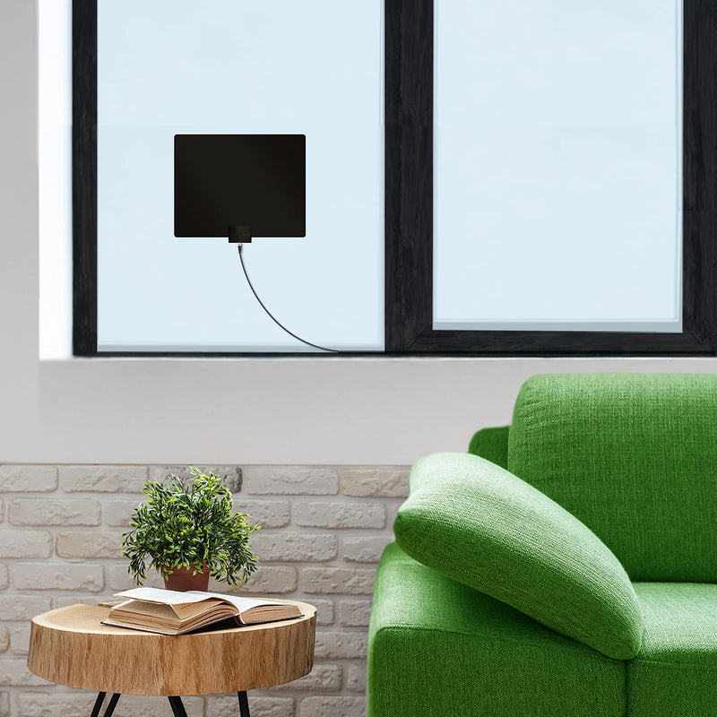 Mohu Leaf Plus Paper-Thin Indoor TV Antenna, Amplified, UHF VHF, 60-Mile Range, Multi-Directional, 4K 8K UHD, NEXTGEN TV - w/ 12 ft. Cable