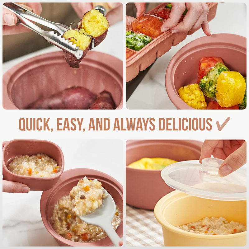 40oz Platinum Silicone Microwave Steamer Pot with Handle & Lid - Korean 100% Food-Grade Steamer Bowl, Heat-Resistant Cooker with Steam Holes, Easy Clean, Dishwasher Safe, Yellow 40oz Butter Yellow