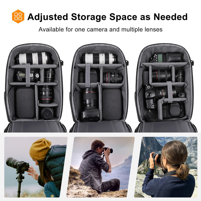 MOSISO Camera Backpack, Full Back Access Photography Backpack, Black | DSLR/SLR/Mirrorless Waterproof Camera Bag with Tripod Holder&Laptop Compartment&Rain Cover Compatible with Canon/Nikon/Sony