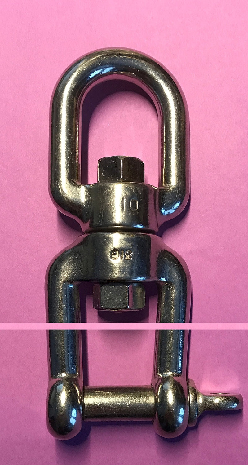 US Stainless Stainless Steel 316 Anchor Swivel Eye and Jaw 10mm or 3/8" Marine Grade