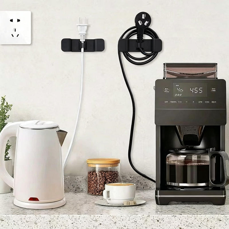 3Pack Black Appliance Cord Organizer, Self Adhesive Wire Holder | For mixer, air fryer, blender cords. Strong adhesive, easy peel-and-stick. Fits flat or curved surfaces. 3-pack value. 3PC
