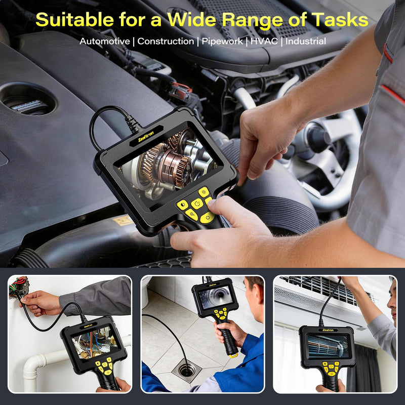 Handheld Endoscope Camera with Light – 16.5FT Semi-Rigid Cable 4.3'' IPS Screen Snake Camera with 8 LED Lights, IP67 Waterproof Borescope for Automotive Repair, Plumbing Inspection, HVAC