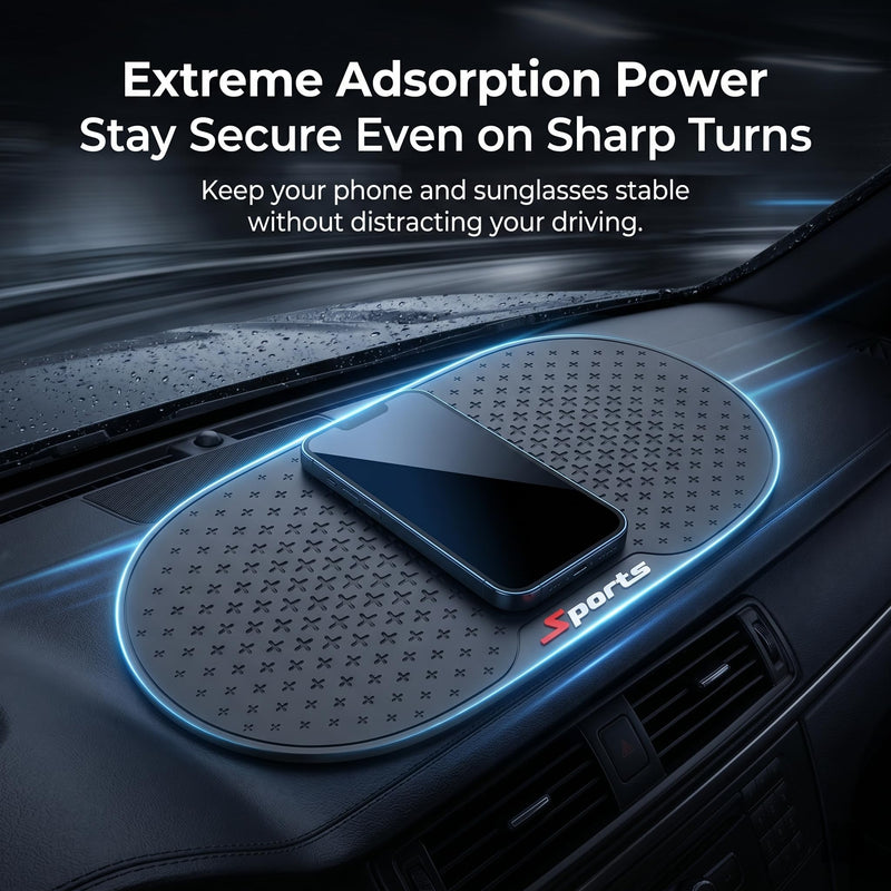 Car Dashboard Anti-slip Pad, PVC Multifunctional Storage Pad for Phone Key Sunglass Ornament, Heat-resistant Washable Sticky Adhesive Mat, Interior Accessory for Most Cars (Black)