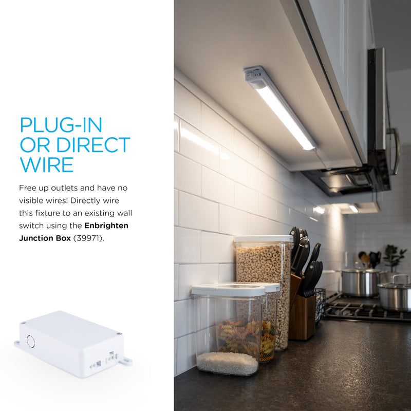 Enbrighten Premium Linkable Under Cabinet Fixture, 24in, LED, Linkable, 803 Lumens, 3000K Warm White, 38848-T1