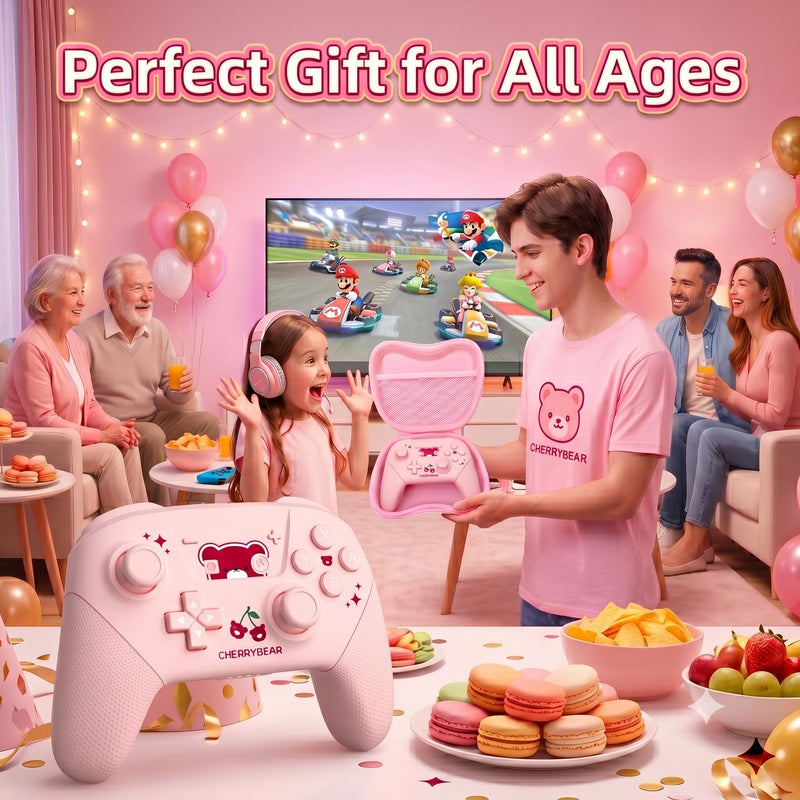 YKASEK Wireless Switch Pro Controller with Carrying Storage Case, Gamepad Remote for Switch Support NFC/Dual Vibration/Screenshot/Wake-up Function, Compatible with Switch/Switch Lite/OLED/PC, Pink