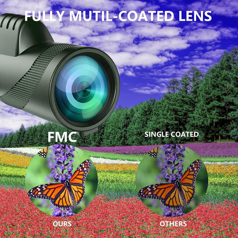 Monocular-Telescope 80x100 High Powered Monoculars High Definition for Adults High Powered with Smartphone Adapter Telescope Hunting Wildlife Bird Watching Travel Camping Hiking-Green green