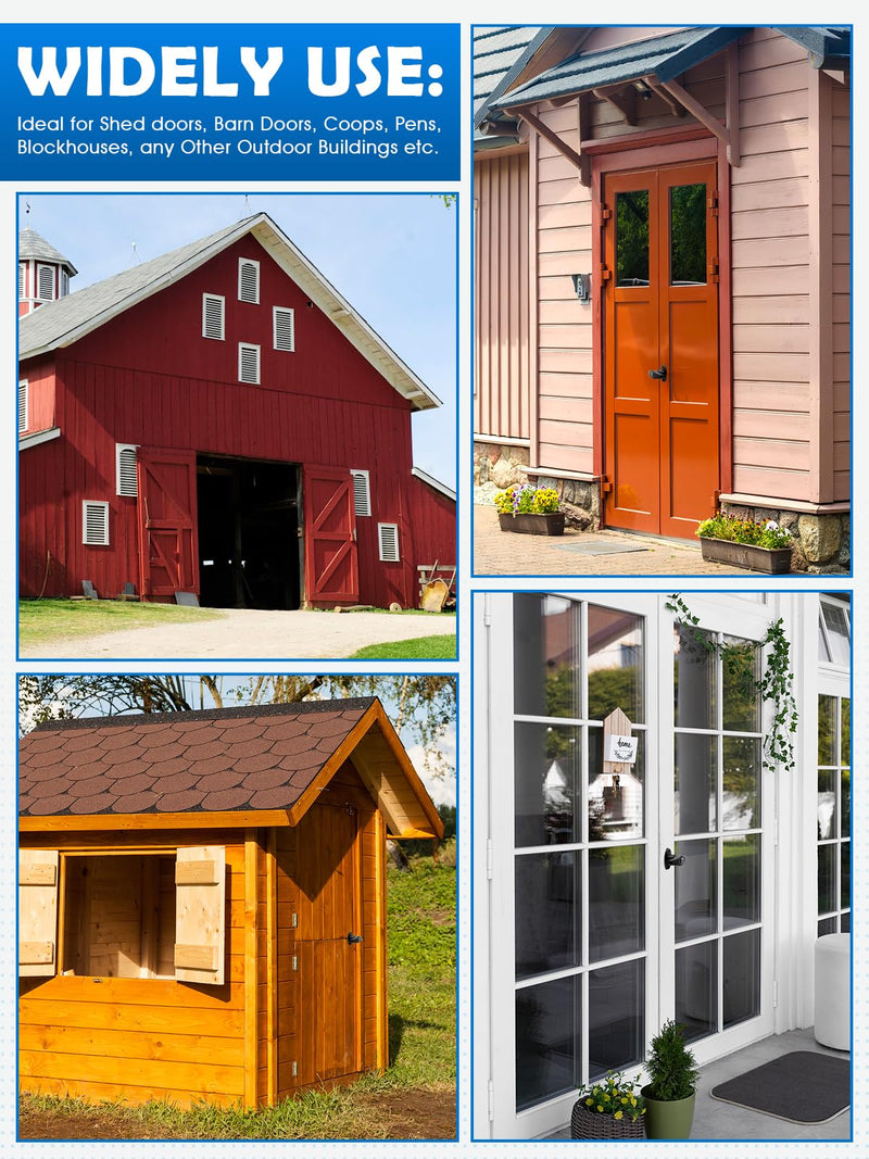 Shed Door T-Handle Lock Latch Kit with 4 Keys, Shed Barn Coop Storage Door T-Lock Set, Adjustable 4-3/4" Stem, Heavy-Duty Zinc Alloy, Black Powder Coated Left Lock - 1pack Lock 4-3/4"
