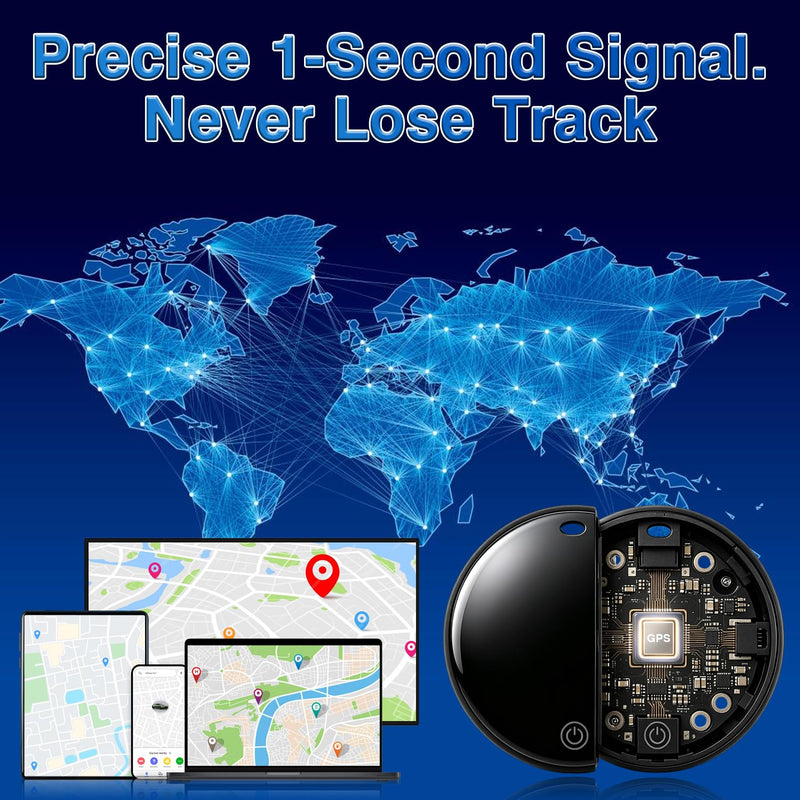 Mini GPS Tracker for Vehicles: Hidden Magnetic Car Tracker Device - No Subscription Fee - Works with Apple Find My & Android Find Hub - Real Time Auto Tracking Black