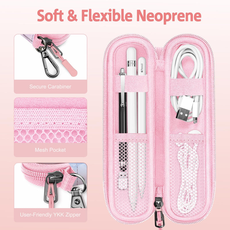 Fintie Pencil Holder Case for Apple Pencil Pro, Apple Pencil (USB-C) & Apple Pencil (1st / 2nd Gen), Soft Neoprene Zipper Carrying Bag Sleeve Pouch for Samsung Stylus, Surface Pen, dreamy marble