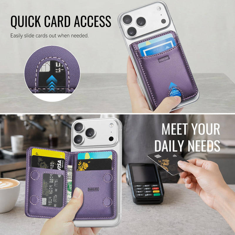 for MagSafe Wallet, 6-8 Card Holder RFID Blocking Minimalist Magnetic Wallet, Men's and Women's Ultra-Thin Leather Desktop Stand Phone Wallet,for Most iPhone Samsung MagSafe Phones and Cases Purple