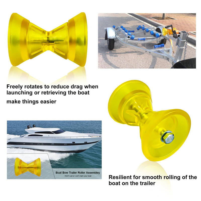 3" Boat Trailer Roller Assembly with Spoke fits 1/2" Shaft, Boat Bow Roller fits 3 inch Wide Bracket